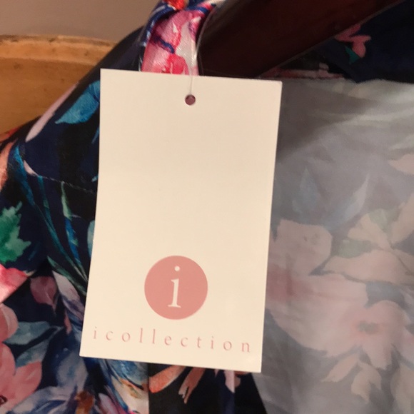 I Collection 3x-4x kimono floral print polyester - Picture 2 of 4